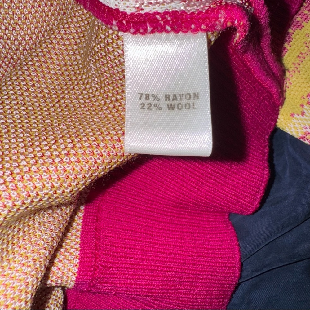 St John Santana Knit‎ Zip Jacket Pink Yellow Stripe Wool Blend Size S dopamine - Picture 5 of 7